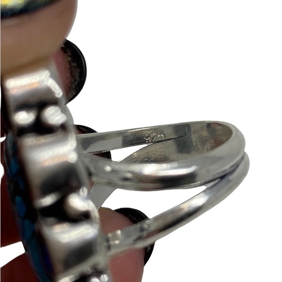 🛑SOLD🛑 Sterling Silver 925 Blue Topaz and Turquoise Ring - Picture 4 of 6